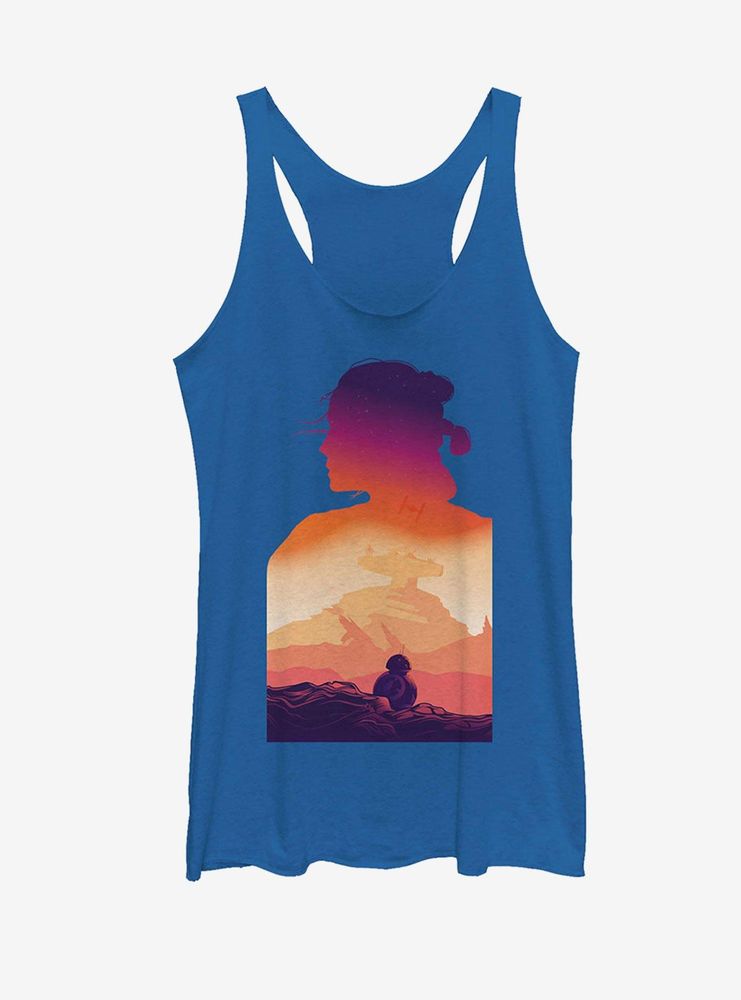 Star Wars Rey Sunset Silhouette Womens Tank