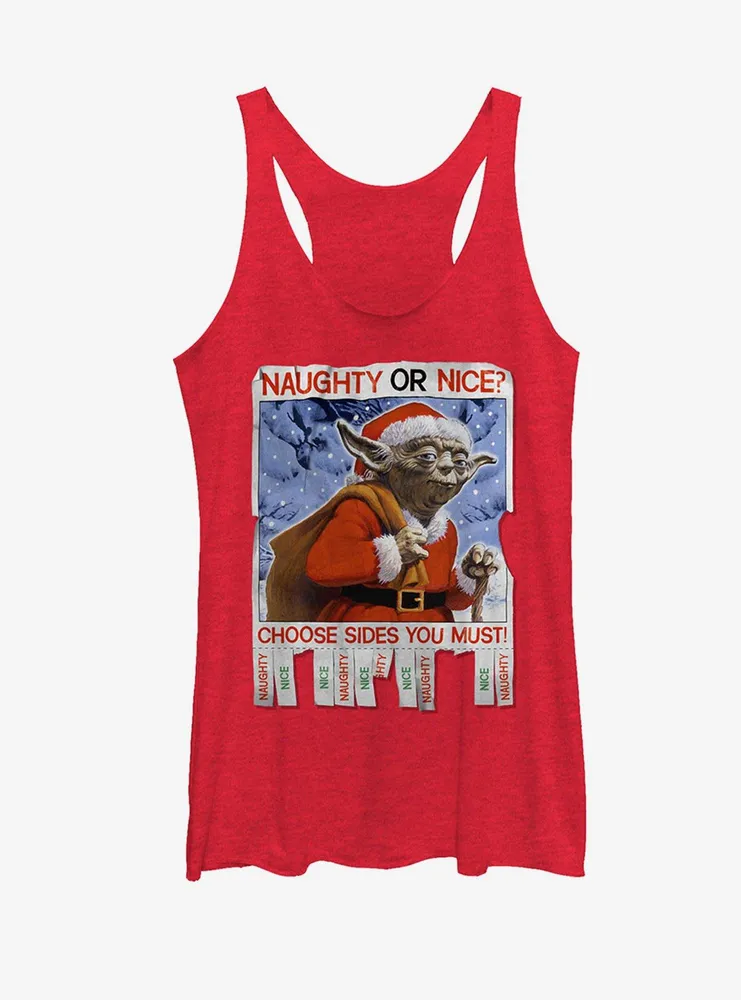 Star Wars Christmas Yoda Naughty or Nice Womens Tank