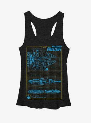 Star Wars Millennium Falcon Blueprint Womens Tank