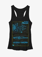 Star Wars Millennium Falcon Blueprint Womens Tank