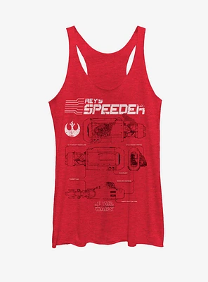 Star Wars Rey's Speeder Schematics Womens Tank