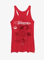 Star Wars Rey's Speeder Schematics Womens Tank