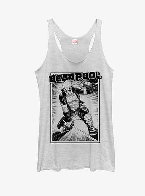 Marvel Deadpool Katana Grayscale Sword Pose Womens Tank