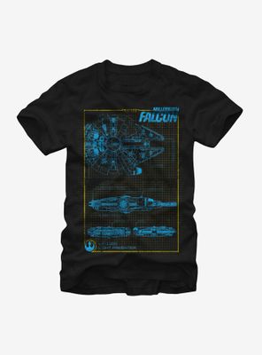 Star Wars Millennium Falcon Blueprint T-Shirt