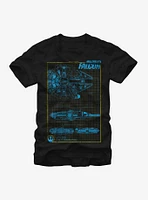 Star Wars Millennium Falcon Blueprint T-Shirt