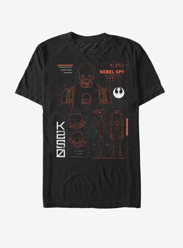 Star Wars K-2SO Rebel Spy Schematic Print T-Shirt