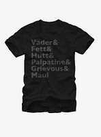 Star Wars Darth Vader and Boba Fett Jabba the Hutt T-Shirt