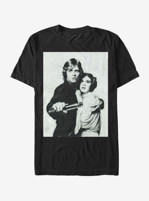 Star Wars Luke and Leia Grayscale T-Shirt