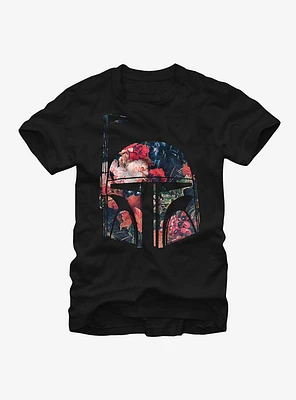 Star Wars Boba Fett Floral Print Helmet T-Shirt