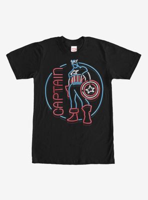 Marvel Captain America Neon Sign Print T-Shirt