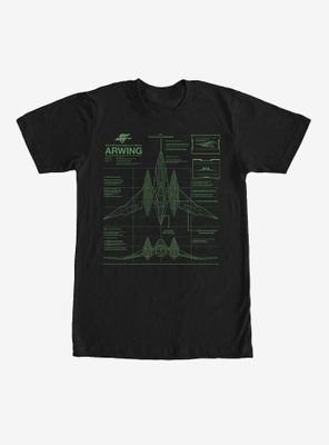 Nintendo Star Fox Arwing Schematics T-Shirt