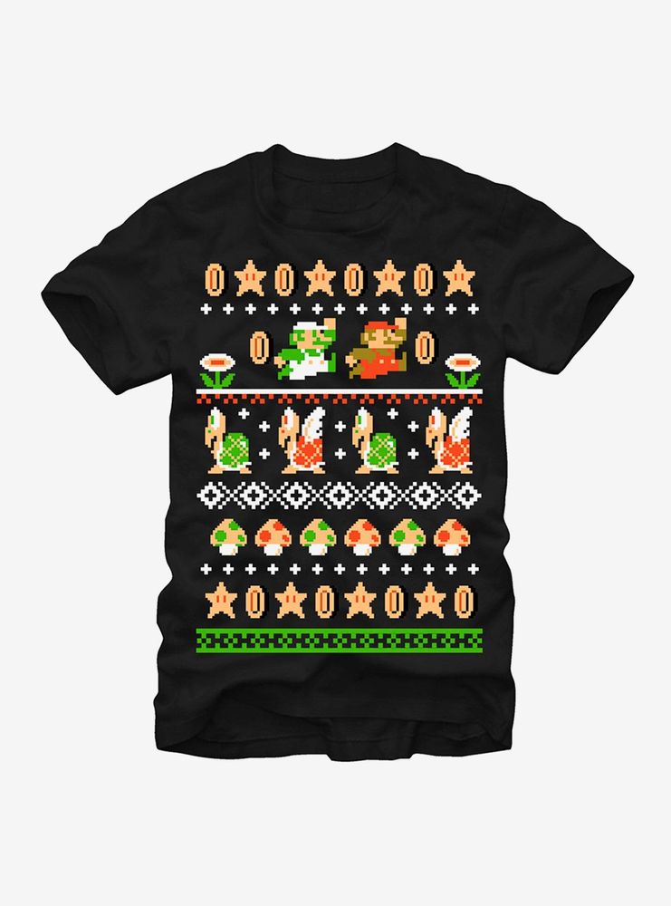 Nintendo Super Mario Bros Pattern T-Shirt