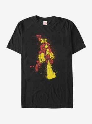 Marvel Iron Man Paint Splatter Print T-Shirt