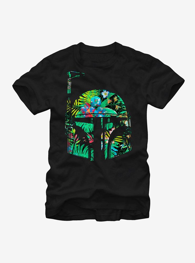 Star Wars Hawaiian Print Boba Fett Helmet T-Shirt