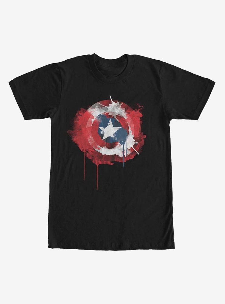 Marvel Captain America Shield Watercolor Print T-Shirt
