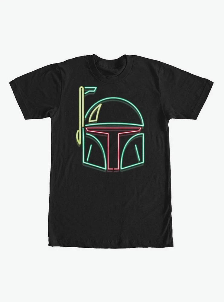 Star Wars Boba Fett Neon Sign Helmet T-Shirt