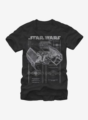 Star Wars TIE Fighter Blueprint T-Shirt