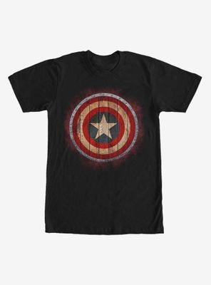 Marvel Captain America Shield Wood Print T-Shirt