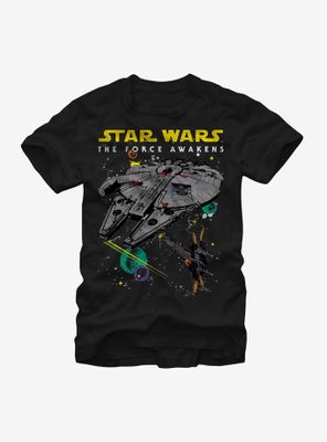 Star Wars The Force Awakens Millennium Falcon and X-Wing T-Shirt