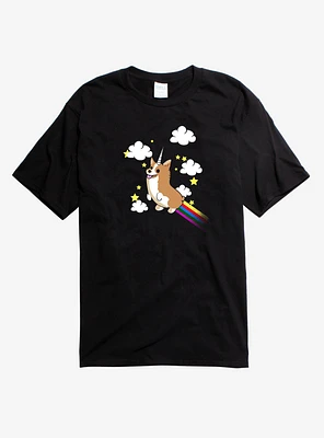 Flying Corgi-Corn with Rainbow T-Shirt