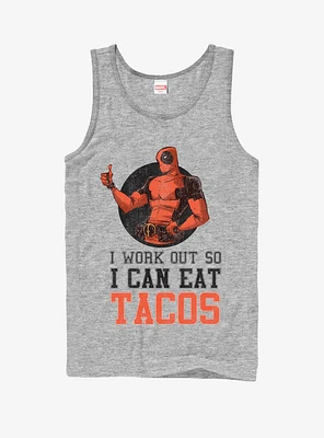 Marvel Deadpool Work Out Eat Tacos Tank