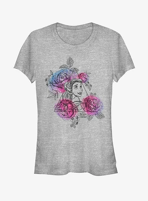 Disney Beauty And The Beast Belle Roses Triangle Girls T-Shirt