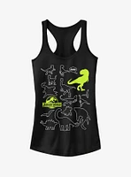 Jurassic World Fallen Kingdom Dinosaur Outline Girls Tank