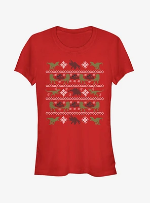 Velociraptor Ugly Christmas Sweater Girls T-Shirt