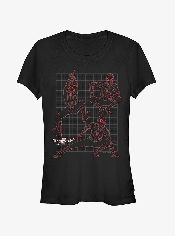 Marvel Spider-Man Homecoming Grid Girls T-Shirt