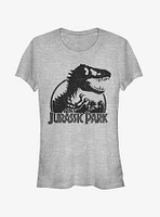 Dino Skeleton Silhouette Logo Girls T-Shirt