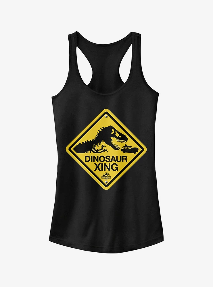 Dinosaur Crossing Sign Girls Tank