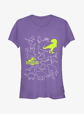Jurassic World Fallen Kingdom Dinosaur Outline Girls T-Shirt