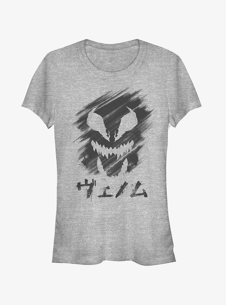 Marvel Venom Japanese Text Character Smudge Girls T-Shirt