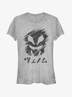 Marvel Venom Japanese Text Character Smudge Girls T-Shirt