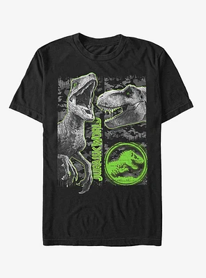 Jurassic World Fallen Kingdom Camo Print Dinosaurs T-Shirt