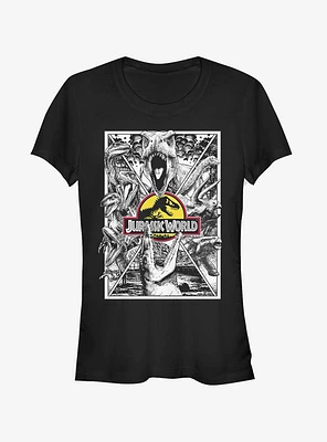 Grayscale Comic Print Girls T-Shirt