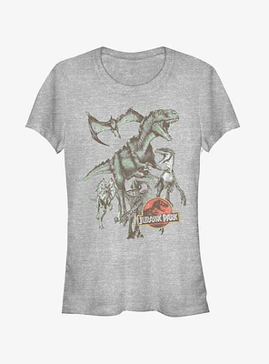 Vintage Dinosaur Stampede Girls T-Shirt