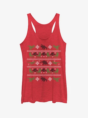 Velociraptor Ugly Christmas Sweater Girls Tank