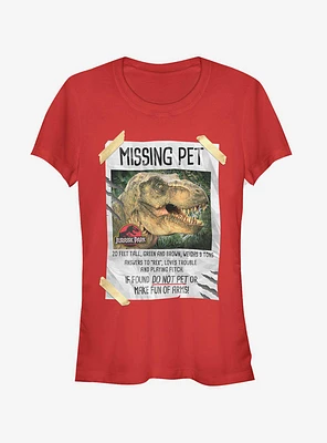 Jurassic Park T. Rex Missing Pet Girls T-Shirt