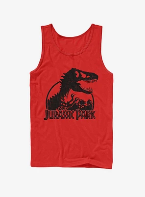 Dino Skeleton Silhouette Logo Tank