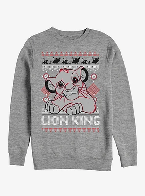 Disney Lion King Simba Ugly Christmas Sweater Print Sweatshirt