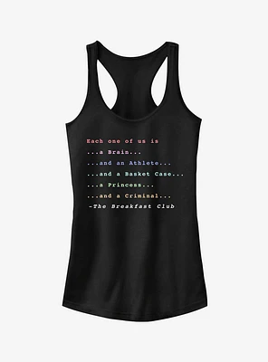 The Breakfast Club Each One Of Us Stereotype Girls Tank Top