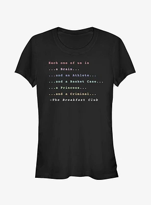 The Breakfast Club Each One Of Us Stereotype Girls T-Shirt