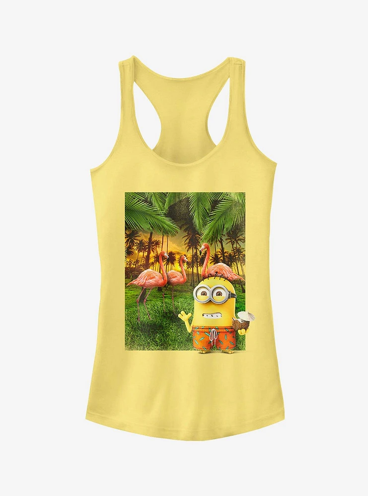 Minion Flamingo Vacation Girls Tank Top