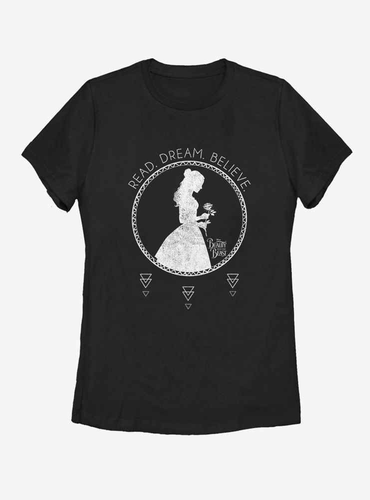 Disney Beauty and The Beast Read Dream Believe Womens T-Shirt