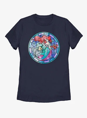 Disney The Little Mermaid Ariel Stained Glass Womens T-Shirt
