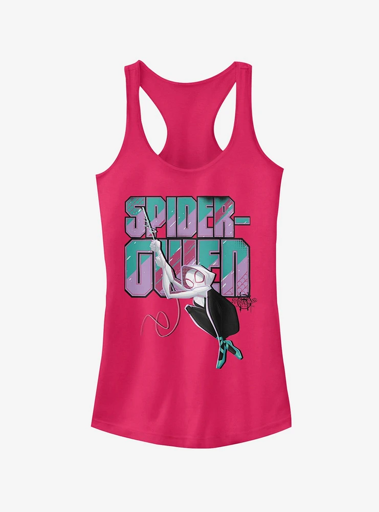 Marvel Spider-Man: Into The Spider-Verse Ghost-Spider Swinging Raspberry Girls Tank Top