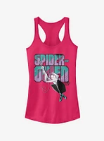 Marvel Spider-Man: Into The Spider-Verse Ghost-Spider Swinging Raspberry Girls Tank Top