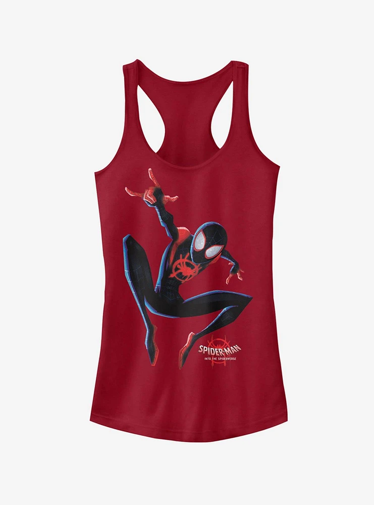 Marvel Spider-Man: Into The Spider-Verse Big Miles Scarlet Girls Tank Top