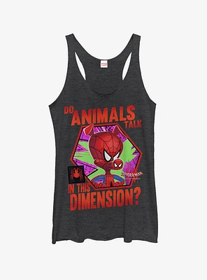 Marvel Spider-Man: Into The Spider-Verse Animals Talk Heathered Girls Tank Top